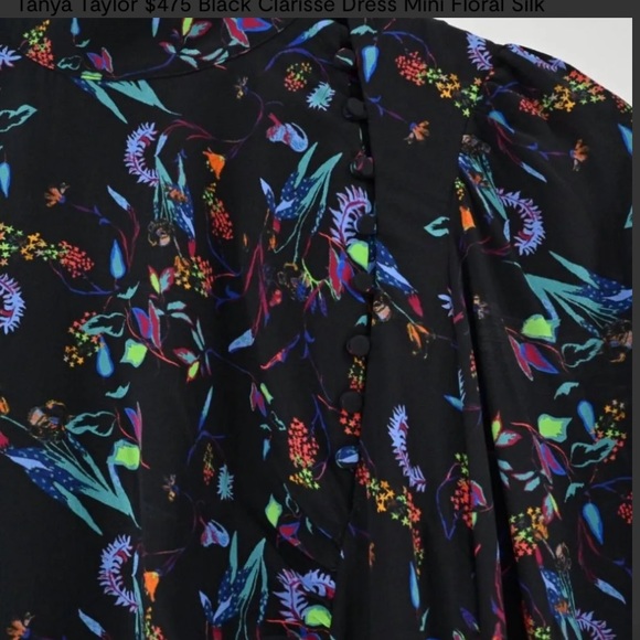 Tanya Taylor Black Clarisse Long Sleeve Silk Dress Size 4 - Picture 7 of 14